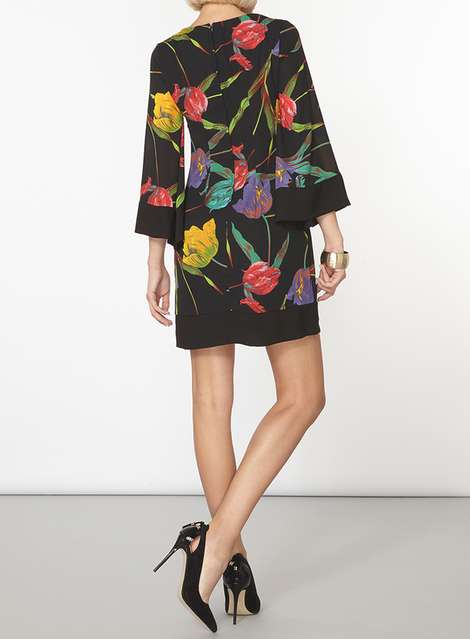**Billie & Blossom Black Tulip Print Kimono Tunic